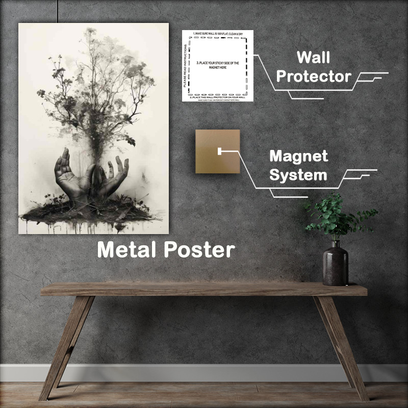 Buy Metal Poster : (Woodland Touch Hand Entwined with Sprigs)