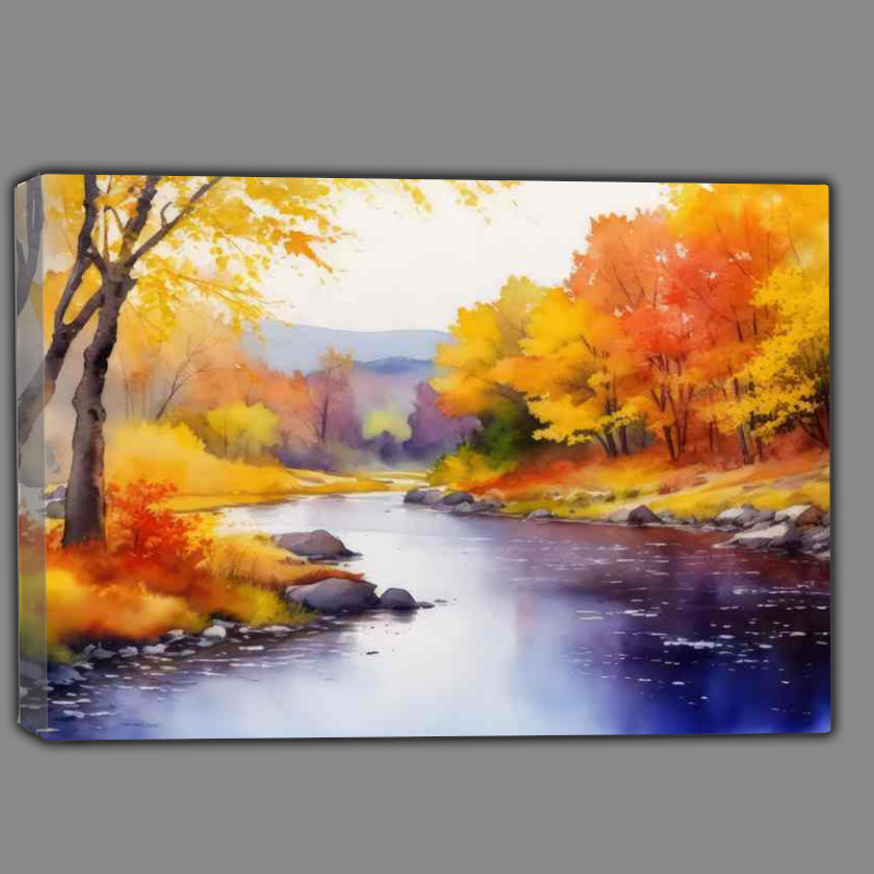 Buy Canvas : (A colourful autum nriver Scene)