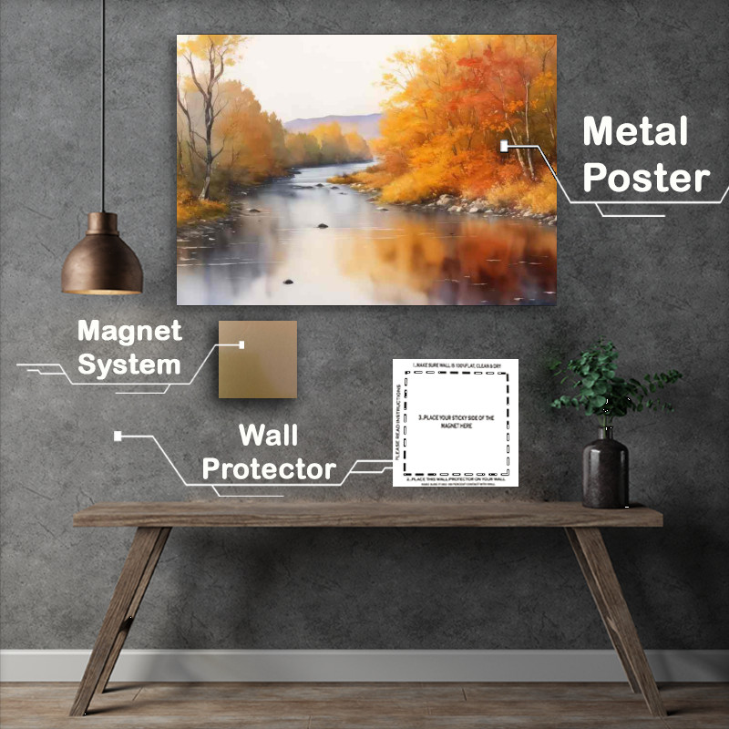 Buy Metal Poster : (Autumn river in the summer)