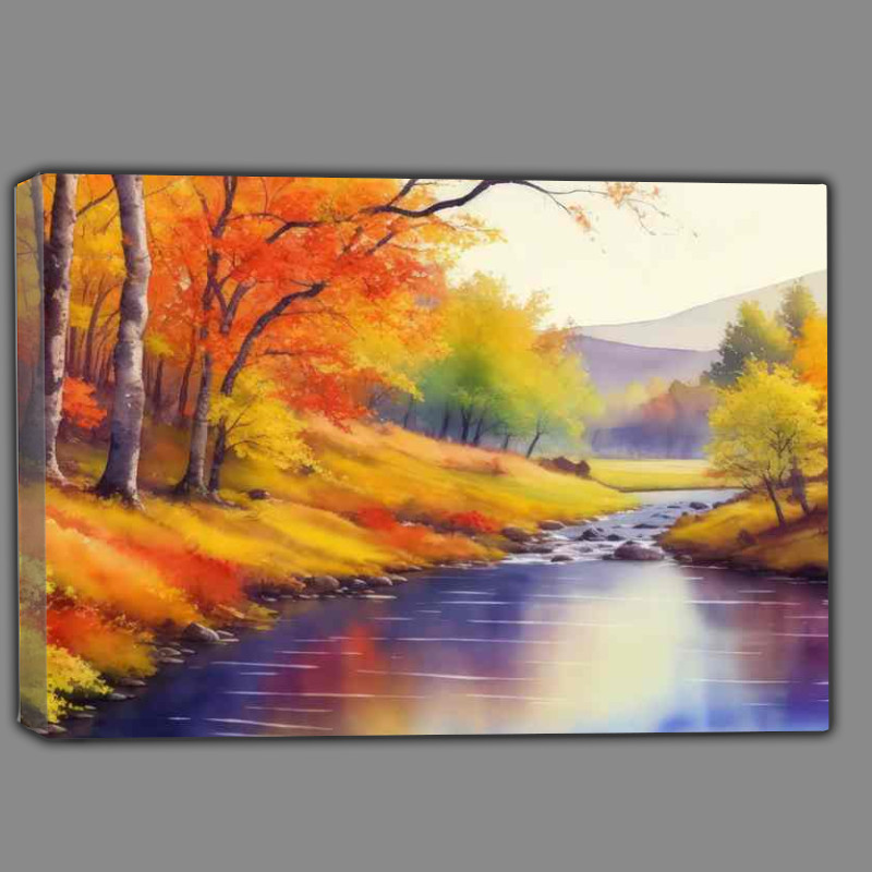 Buy Canvas : (Colourful River In The autumn)