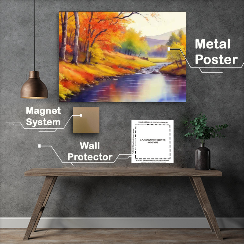 Buy Metal Poster : (Colourful River In The autumn)