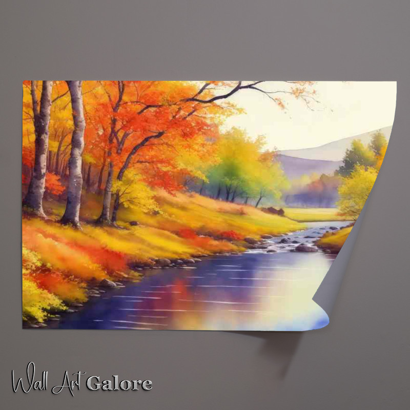 Buy Unframed Poster : (Colourful River In The autumn)