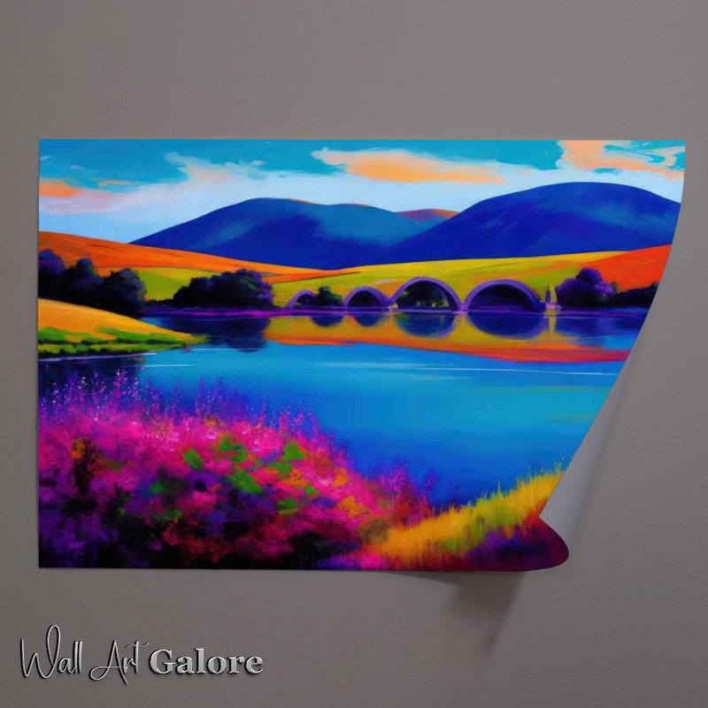 Buy Unframed Poster : (Neon bridge over the lake)
