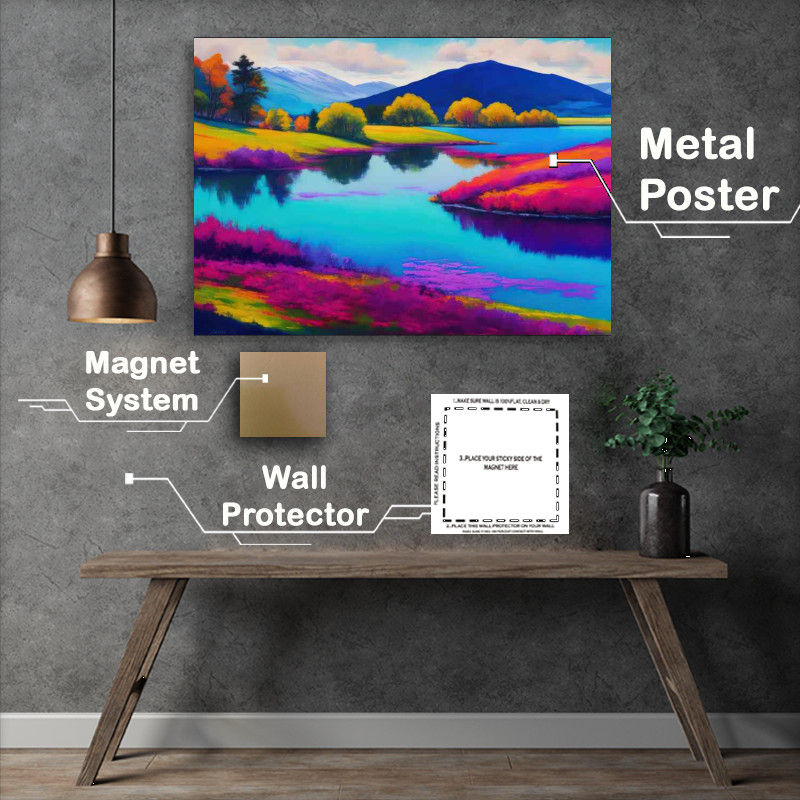 Buy Metal Poster : (Neon lake in spring)