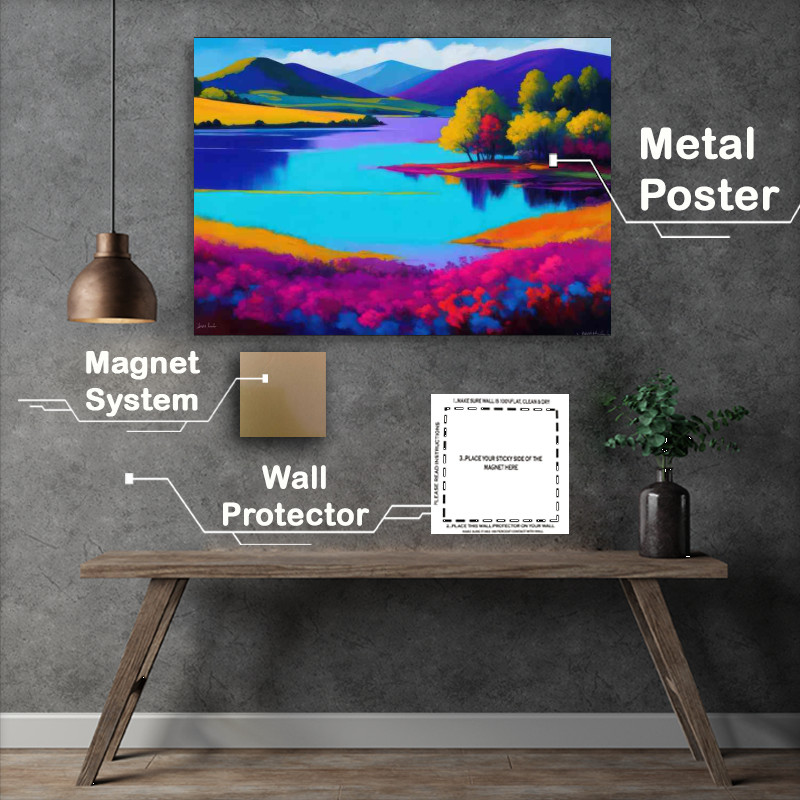 Buy Metal Poster : (Neon lake in the morning)