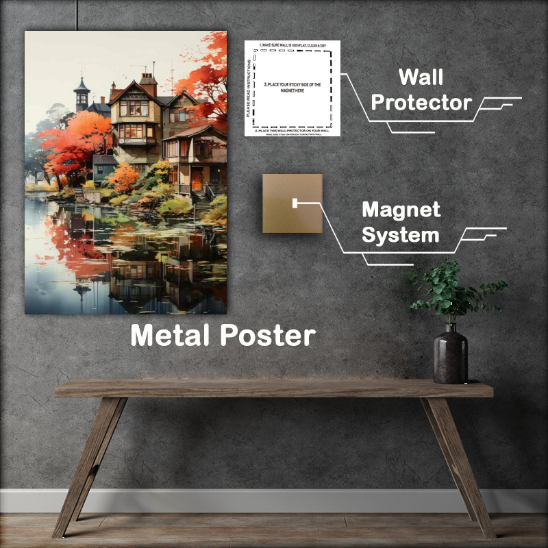 Buy Metal Poster : (A Symphony of Nature River Through Vibrant Landscape)