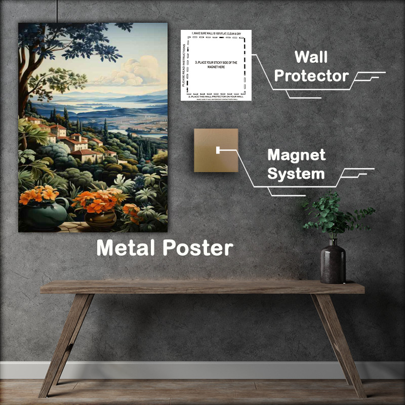 Buy Metal Poster : (Above the scenic village)
