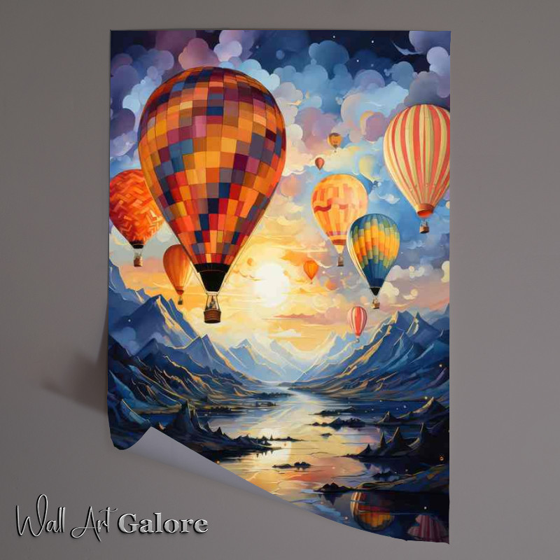 Buy Unframed Poster : (Aerial Tapestry Bright Balloons Paint the Sky)