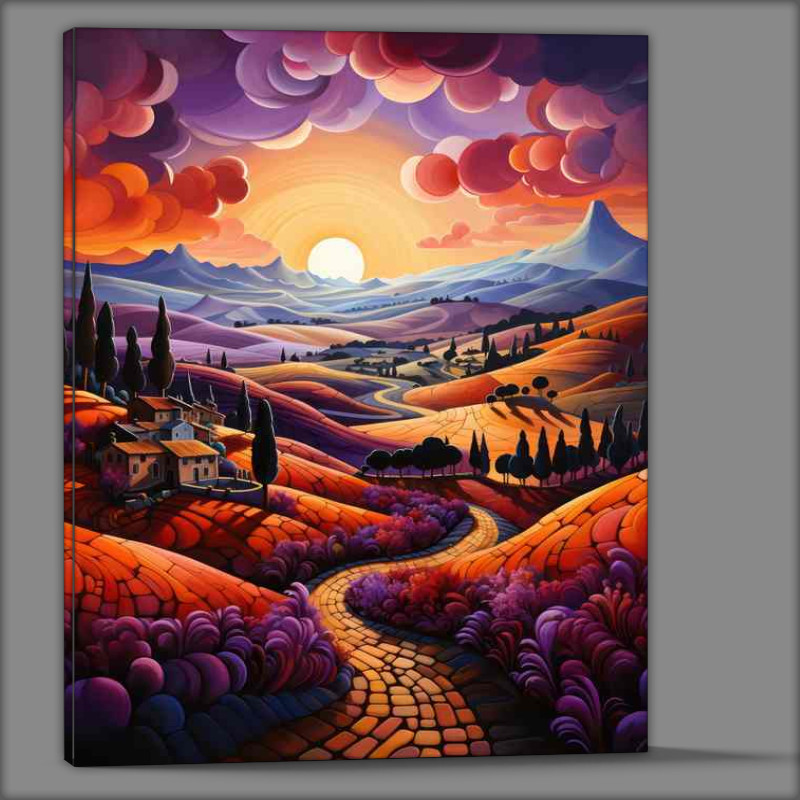 Buy Canvas : (Amber Serenity Sunset Drapes the hills in Gold)