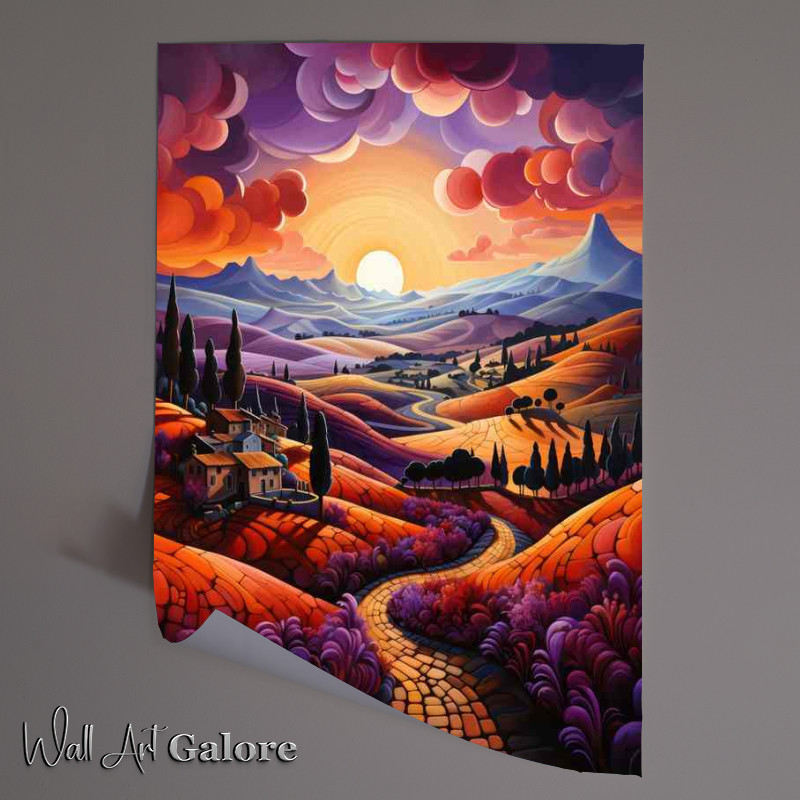 Buy Unframed Poster : (Amber Serenity Sunset Drapes the hills in Gold)