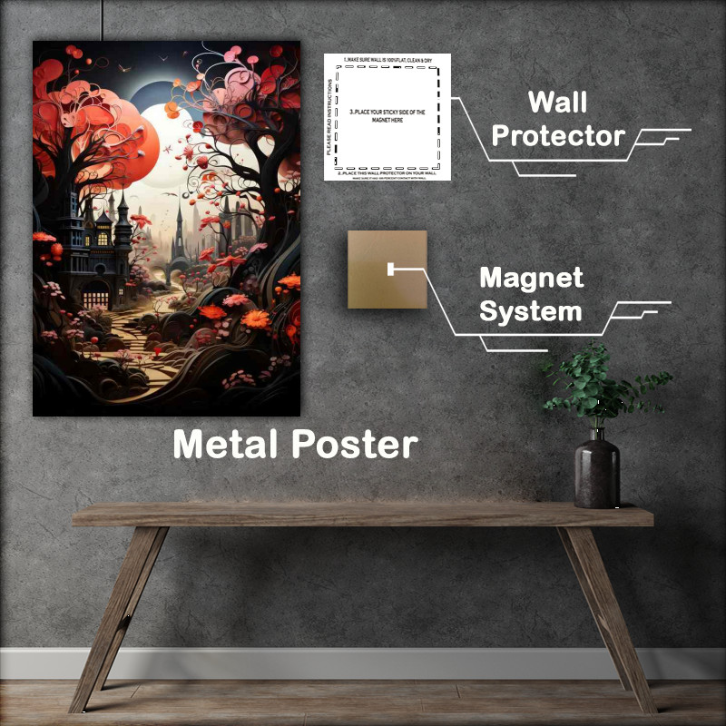 Buy Metal Poster : (Artistic Elevation Paper Craft Village)