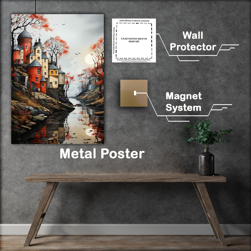 Buy Metal Poster : (Early morning in the pastel village)
