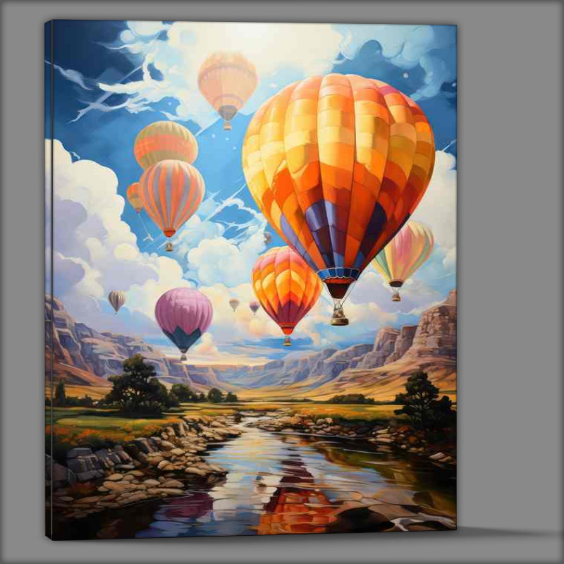 Buy Canvas : (Ethereal Journey Balloons Gliding through Skys Expanse)