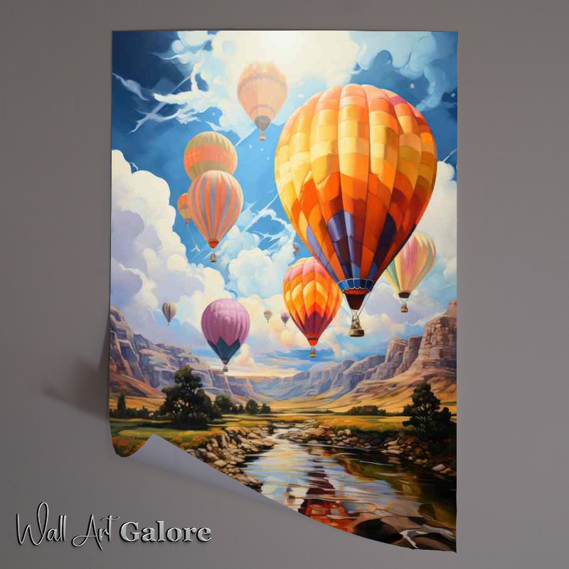 Buy Unframed Poster : (Ethereal Journey Balloons Gliding through Skys Expanse)