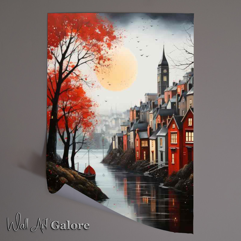 Buy Unframed Poster : (Gentle Flow River Meanders Through Quaint Village)