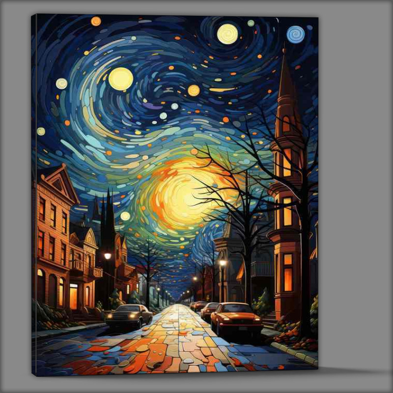 Buy Canvas : (Luminous Harmony Stars Twinkle Above the Village)