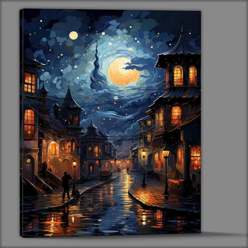 Buy Canvas : (Midnight Magic Graces the Village with Stars)
