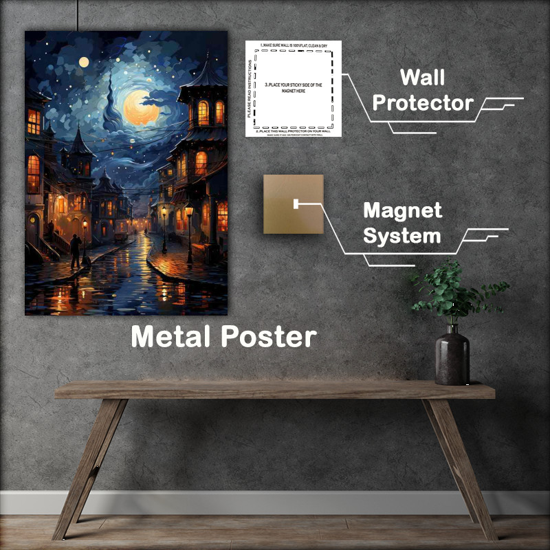 Buy Metal Poster : (Midnight Magic Graces the Village with Stars)
