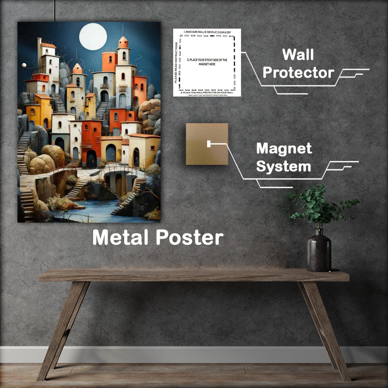 Buy Metal Poster : (Moon light over the village)