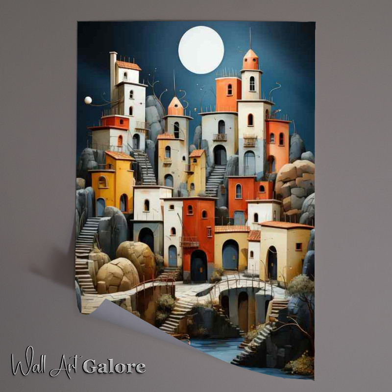 Buy Unframed Poster : (Moon light over the village)
