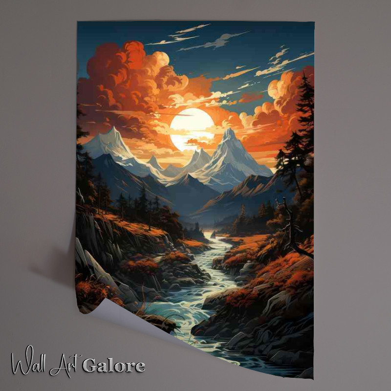 Buy Unframed Poster : (Mountainous Elegy Sunset Melody Across the Peaks)
