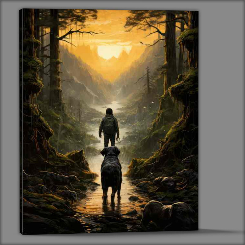 Buy Canvas : (Natures Explorer Dog Gazing Through Woodland Wonder)
