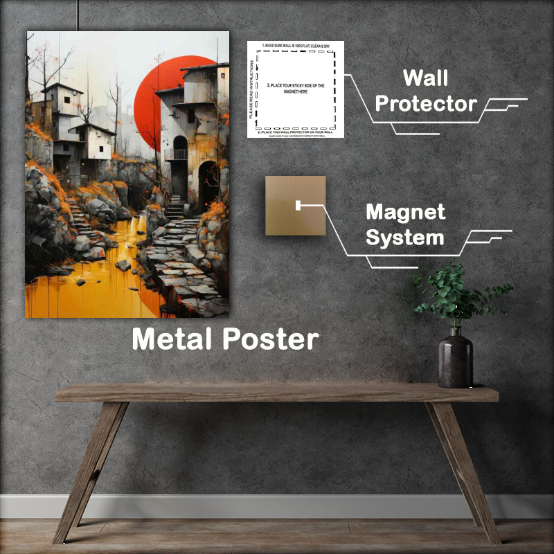 Buy Metal Poster : (Red Sun Yellow River)