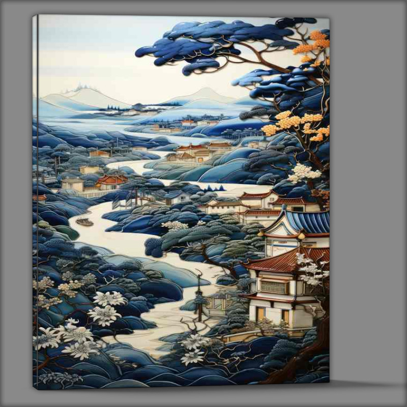 Buy Canvas : (River Carves Through Stunning Terrain)