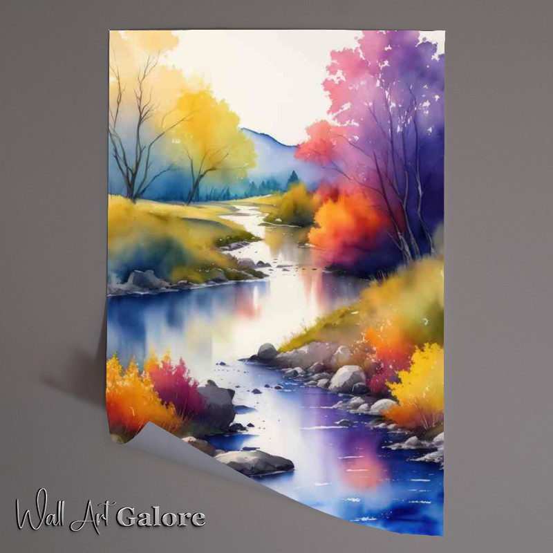 Buy Unframed Poster : (Serene Waterway Winding Through Verdant Landscape)