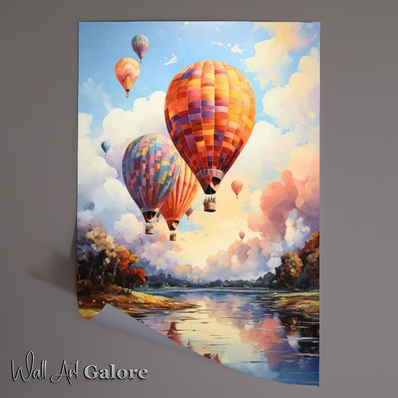 Buy Unframed Poster : (Skyward Dreams Vibrant Balloons Ascend into Blue)