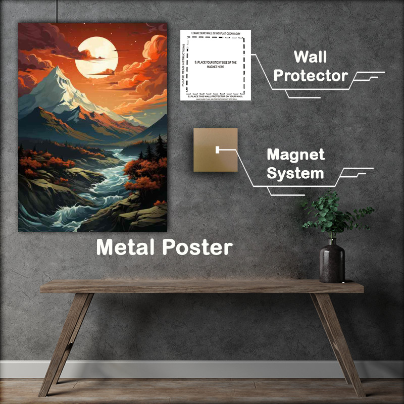 Buy Metal Poster : (The sun and mountains delight)