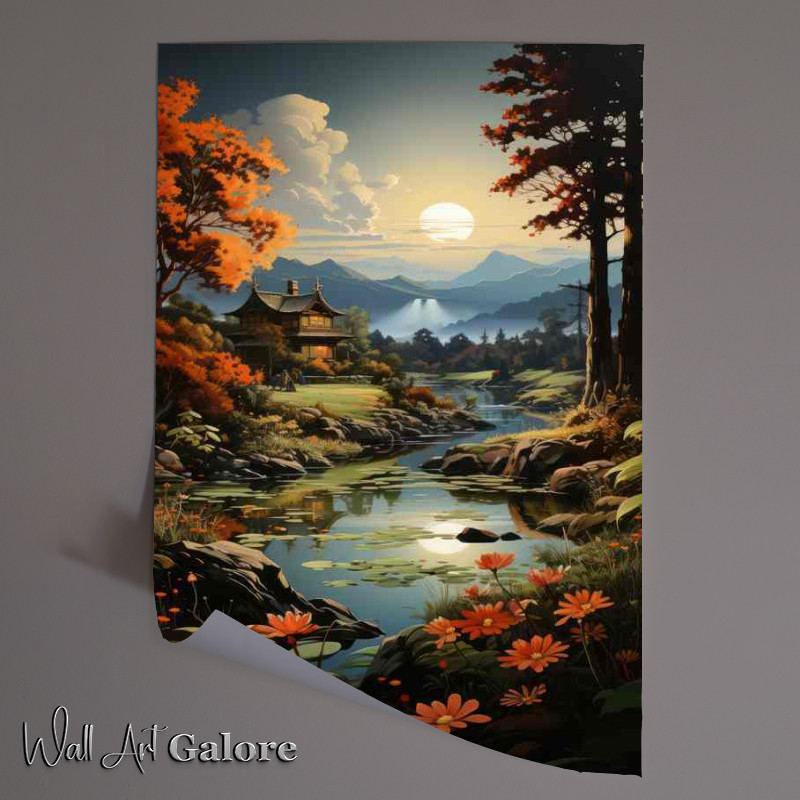 Buy Unframed Poster : (Tranquil Flow River Meandering Through Picturesque Terrain)