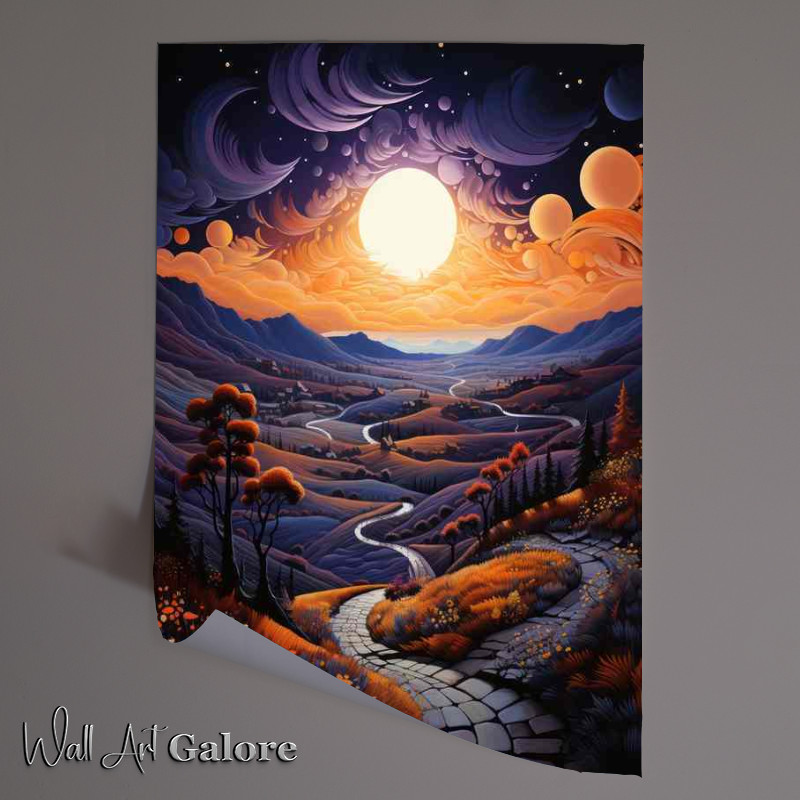 Buy Unframed Poster : (Tranquil Illumination Moonlight Enhances Countryside Beauty)