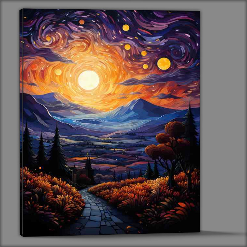 Buy Canvas : (Twilight Serenity Envelops the Scenic Country Path)