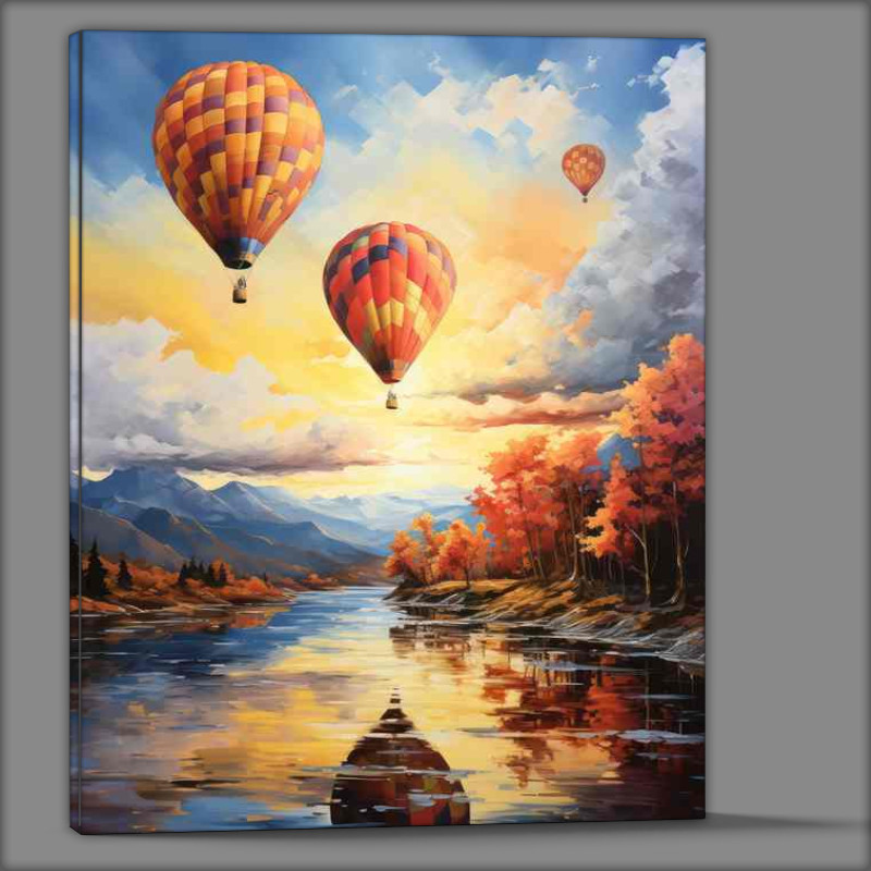 Buy Canvas : (Uplifting Visions Balloons Soaring in the Clear Sky)