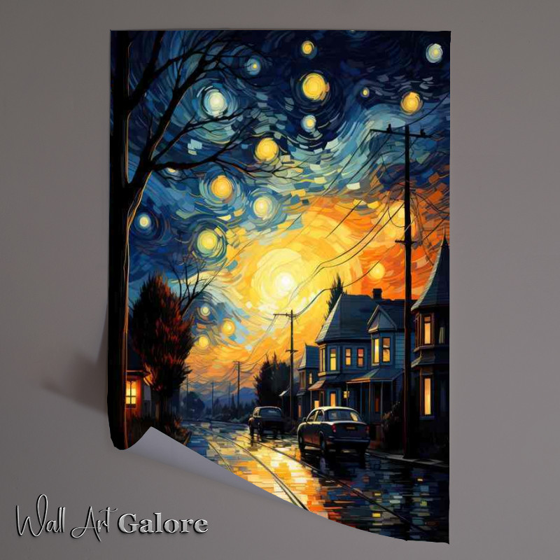 Buy Unframed Poster : (Village Whispers Under the Spell of Starry Night)