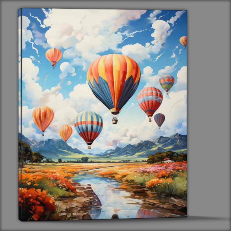 Buy Canvas : (Whimsical Heights Playful Balloons Rising in the Sky)