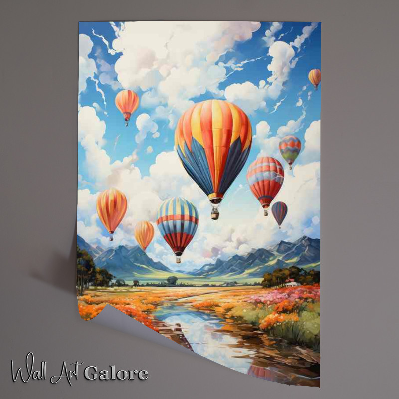 Buy Unframed Poster : (Whimsical Heights Playful Balloons Rising in the Sky)