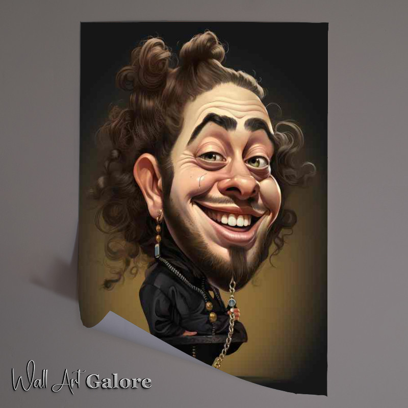 Buy Unframed Poster : (Caricature of post Malone a great smile)