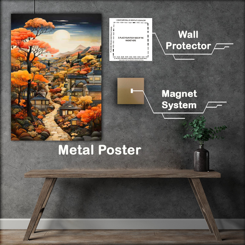 Buy Metal Poster : (village life in the mountains)