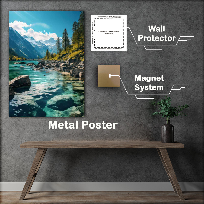 Buy Metal Poster : (Azure Spectacle Mountains and Lake)