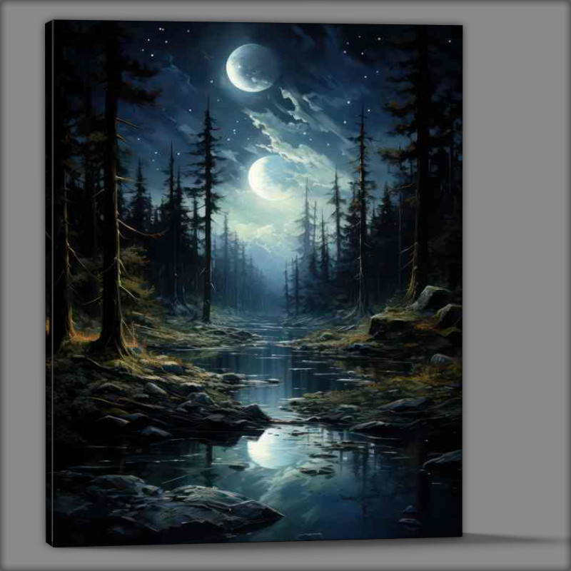 Buy Canvas : (Flowing Creek With Milky Way Sky)