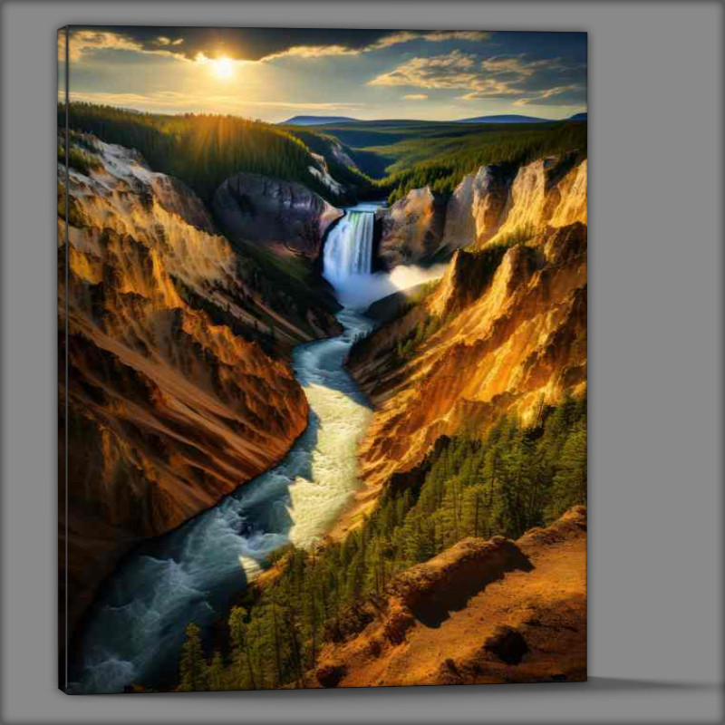 Buy Canvas : (Golden Hues of Yellowstone canyon)