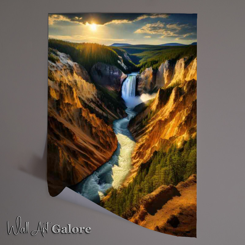 Buy Unframed Poster : (Golden Hues of Yellowstone canyon)