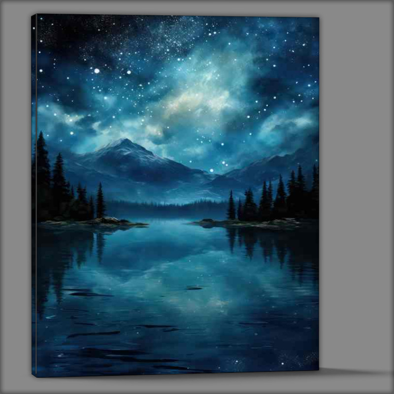 Buy Canvas : (Luminnous Lakeside Milky Way)
