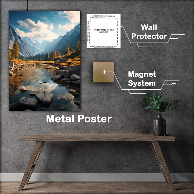Buy Metal Poster : (Mountain and Lake Clear Waters View)