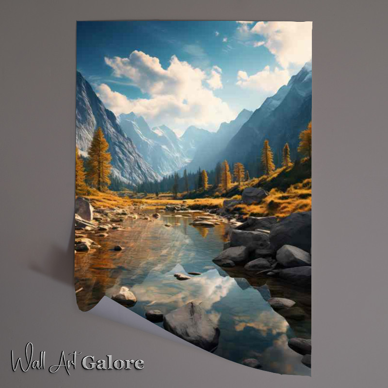 Buy Unframed Poster : (Mountain and Lake Clear Waters View)
