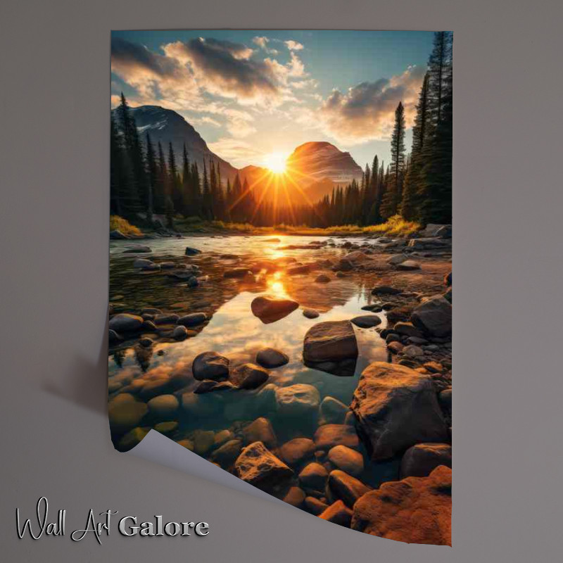 Buy Unframed Poster : (Peeking Sun From Behind The Mountains)