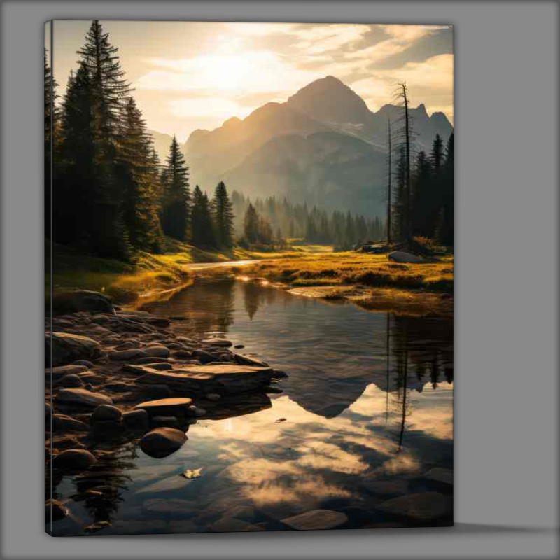 Buy Canvas : (Pretty lake Scenic View)