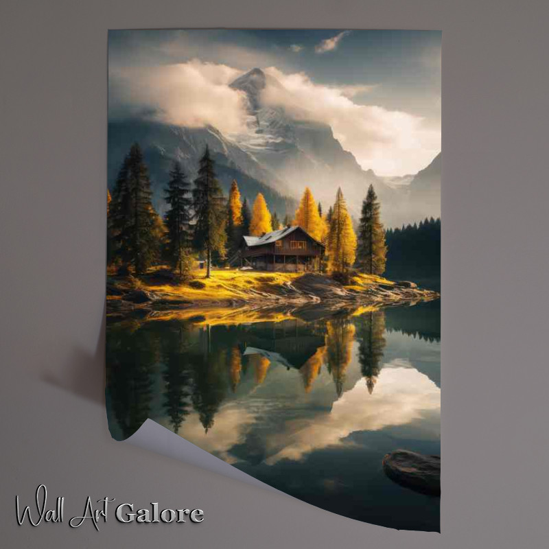 Buy Unframed Poster : (Rustic Cabin Near The Lake)
